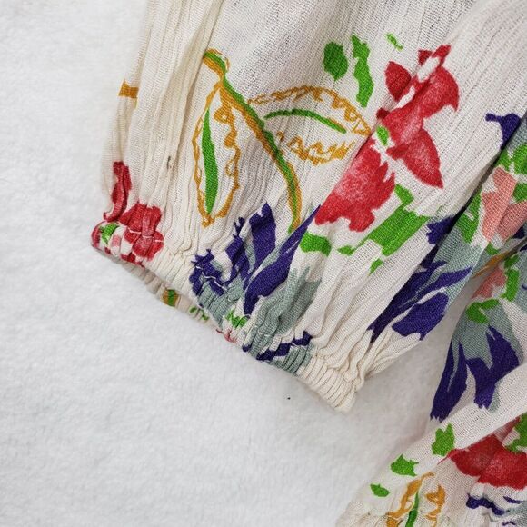 Ralph Lauren Denim & Supply Blouse Womens Large Boho Floral Tassel Peasant Top - Picture 4 of 10